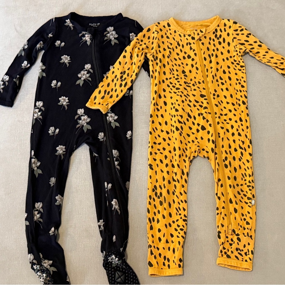 Kyte BABY Yellow and Black Patterned Kids Footies - 12-18 months